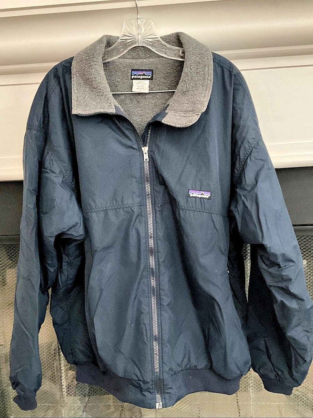 Patagonia Vintage Shelled Synchilla Jacket Lightweight Blue & Gray XL